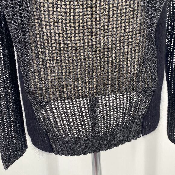 Eileen Fisher Project L Mohair Viscose Wool Blend‎ Metallic Open Knit Round Neck - Picture 12 of 16